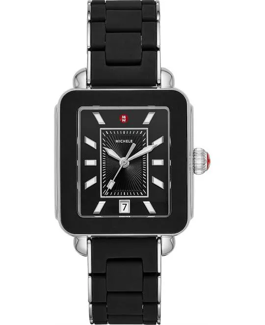 Deco Sport Silver Black Wrapped Silicone Watch 34mm x 36mm