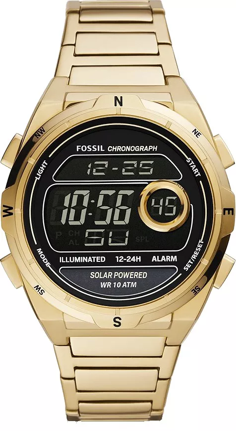 MSP: 98898 Everett Solar-Powered Digital Gold-Tone Watch 45MM 7,040,000
