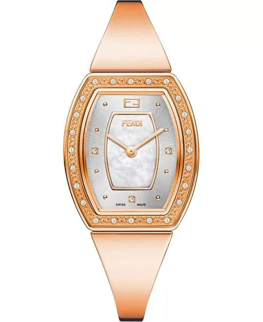 Fendi Diamond Rose Gold-Tone Watch 28x32.5 mm