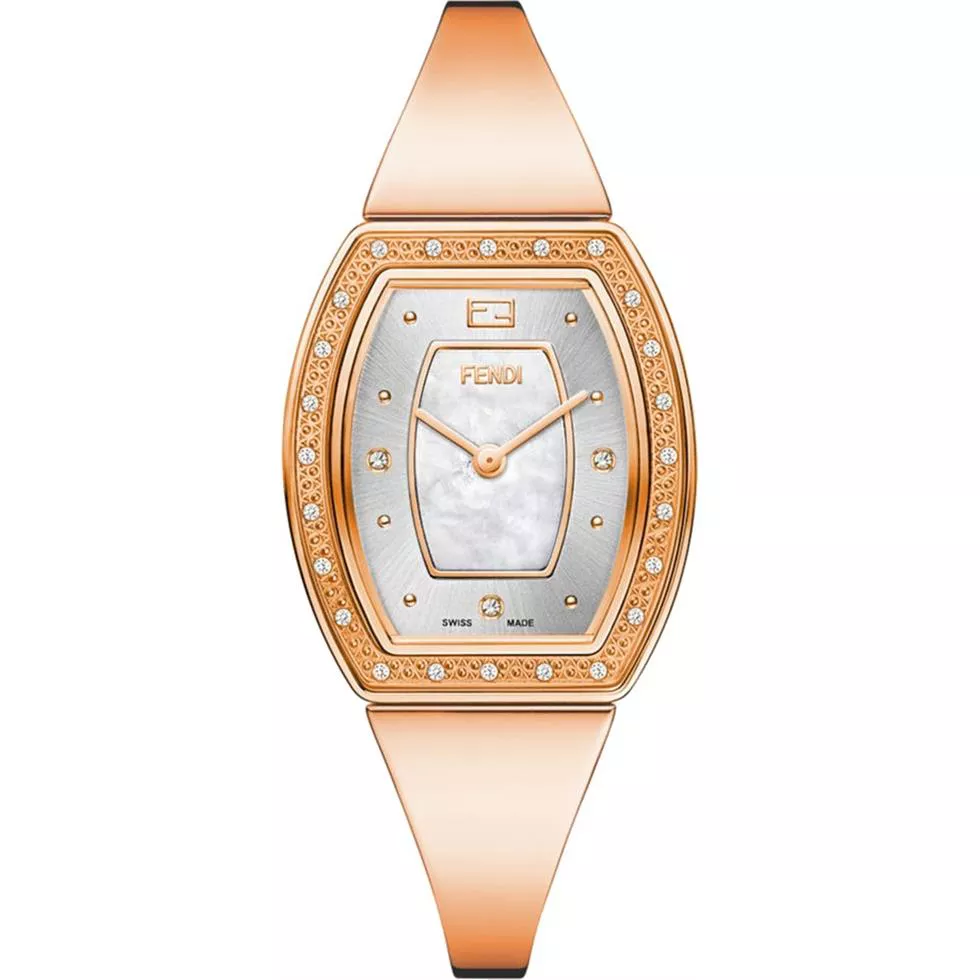 Fendi Diamond Rose Gold-Tone Watch 28x32.5 mm