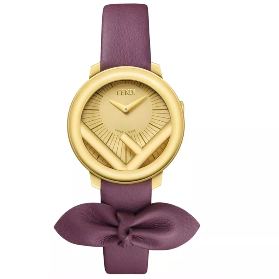 FENDI Run Away Leather Yellow Purple Watch 28mm