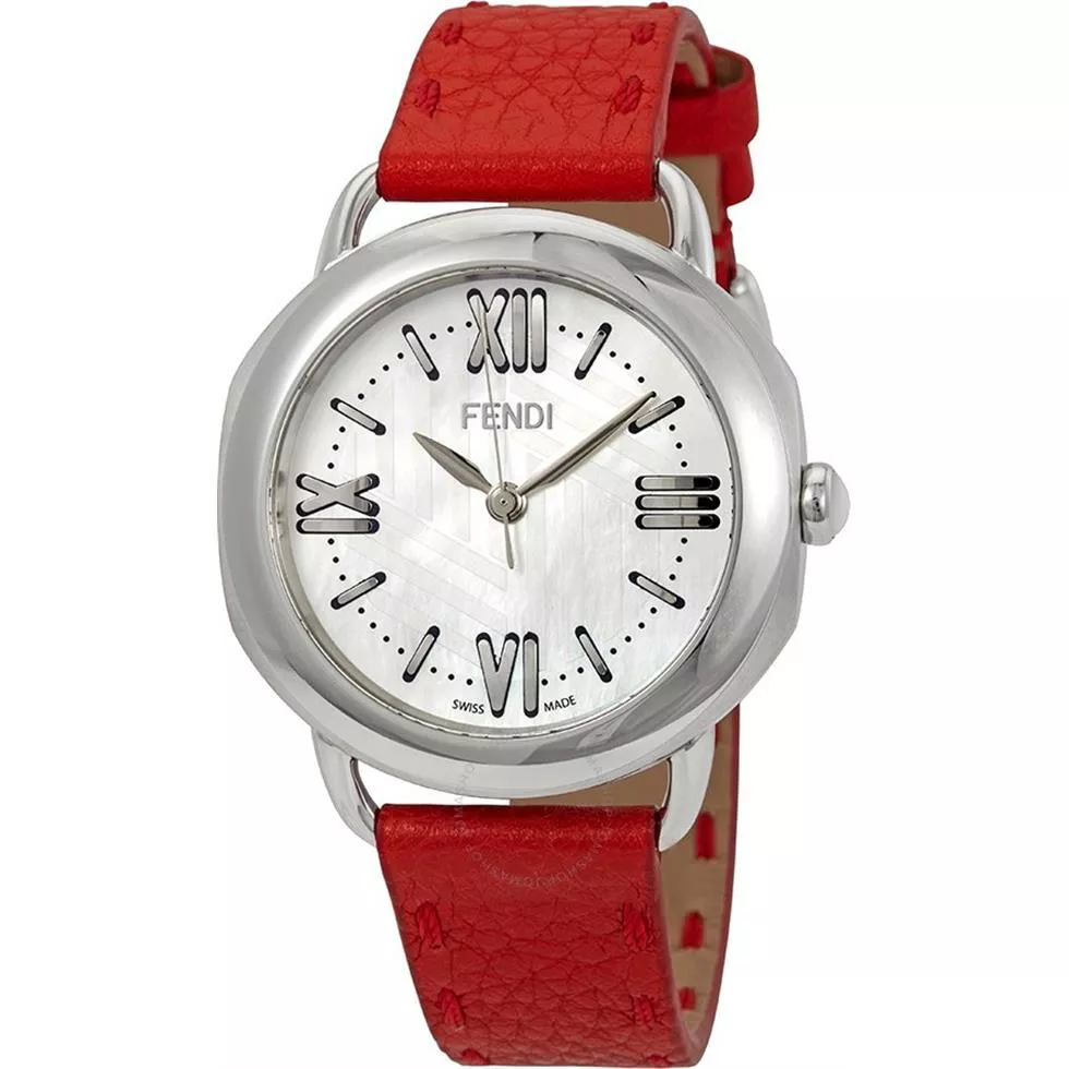 FENDI Selleria F8020345H0LL2-RD Red Leather Watch 36mm