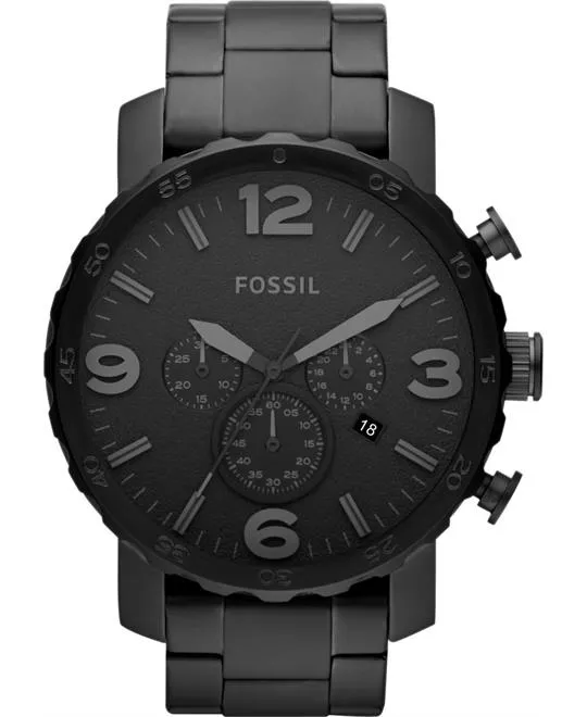 Fosill Nate Chronograph Black Stainless Steel Watch 50MM