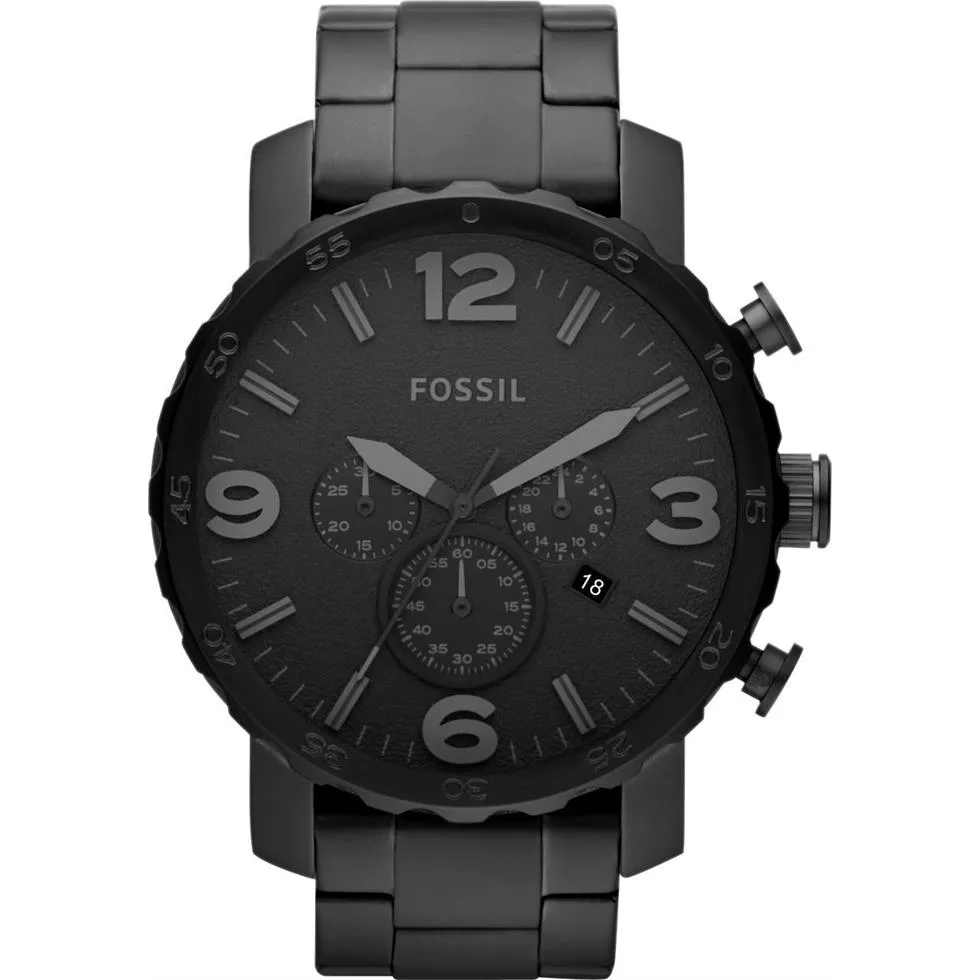 Fosill Nate Chronograph Black Stainless Steel Watch 50MM