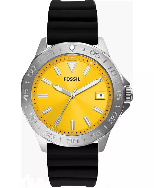 Fossil Bannon Date Black Silicone Watch 45mm