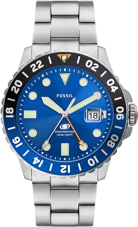 MSP: 103282 Fossil Blue GMT Stainless Steel Watch 46mm 5,630,000