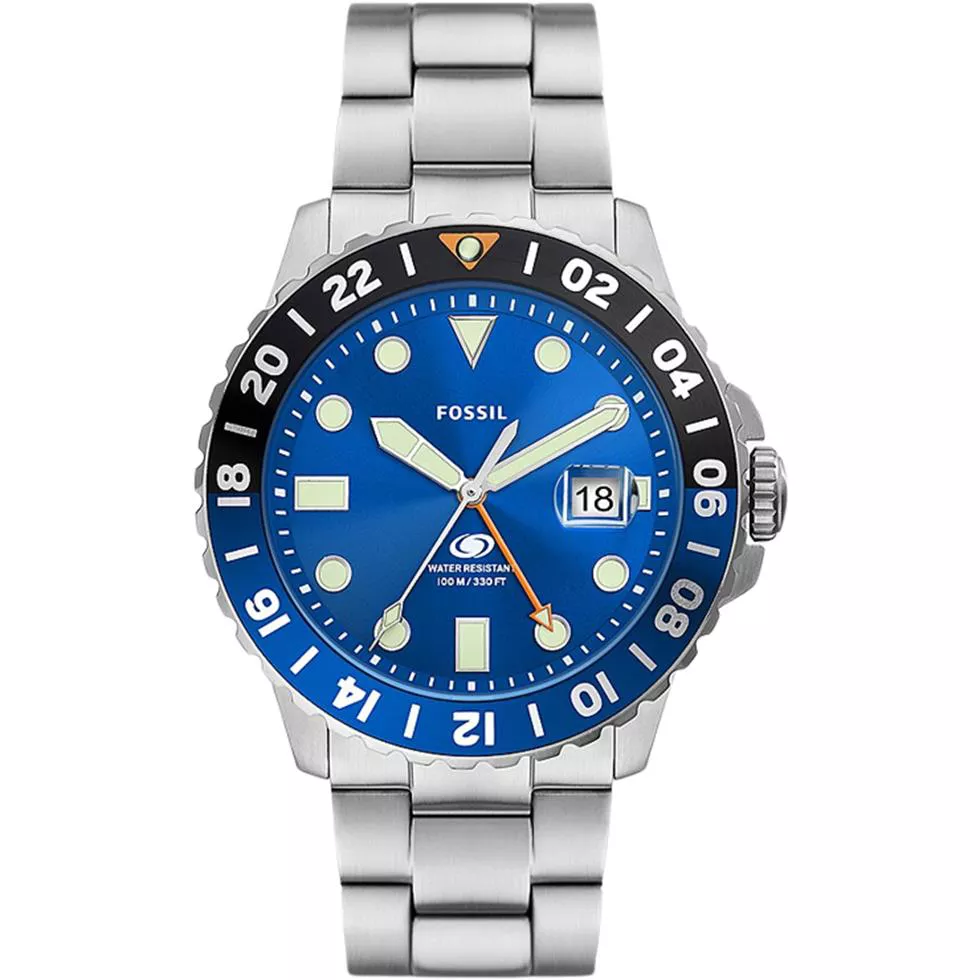 Fossil Blue GMT Stainless Steel Watch 46mm