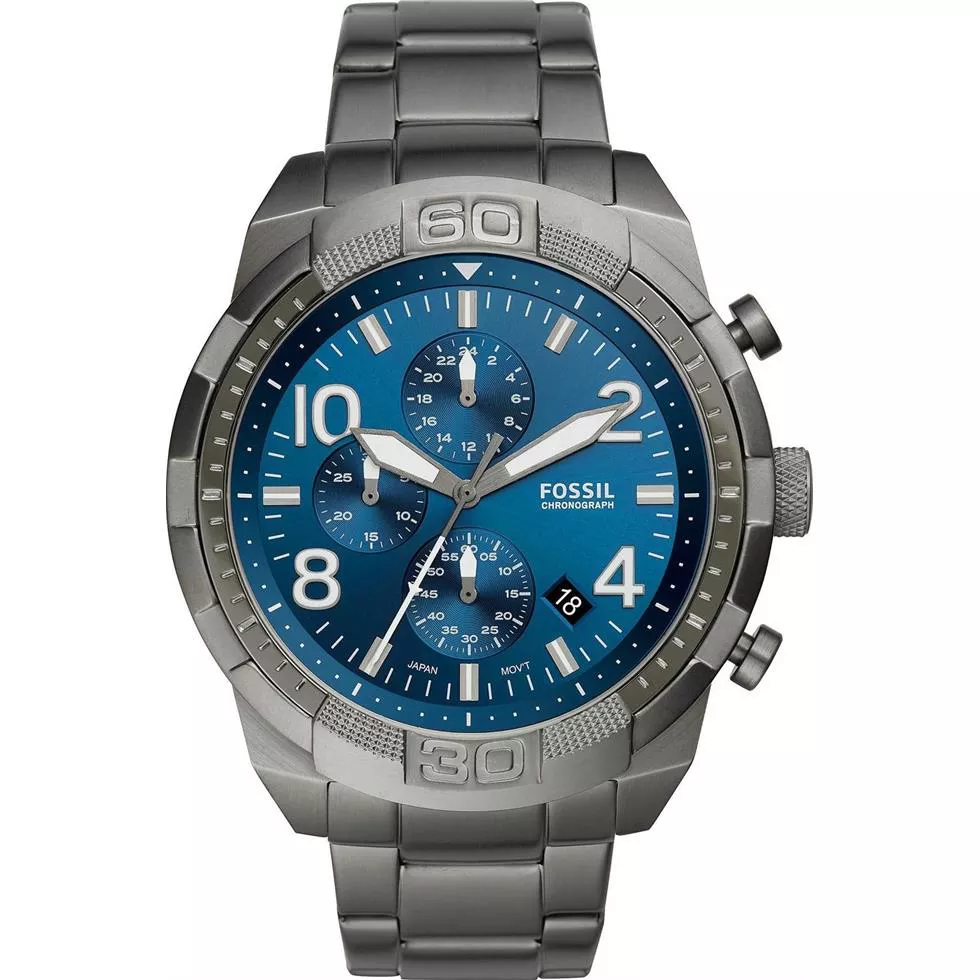 Fossil Bronson Chronograph Smoke Stainless Steel Watch 50MM