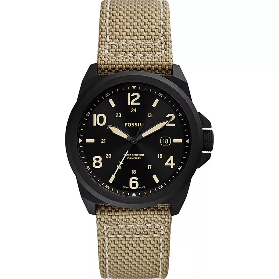 Fossil Bronson Date Taupe Nylon Watch 40MM