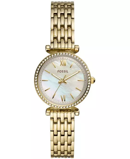 Fossil Carlie Mini Three-Hand Gold-Tone Stainless Steel Watch 28mm