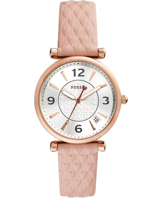 Fossil Carlie Three-Hand Date Blush Leather Watch 35mm