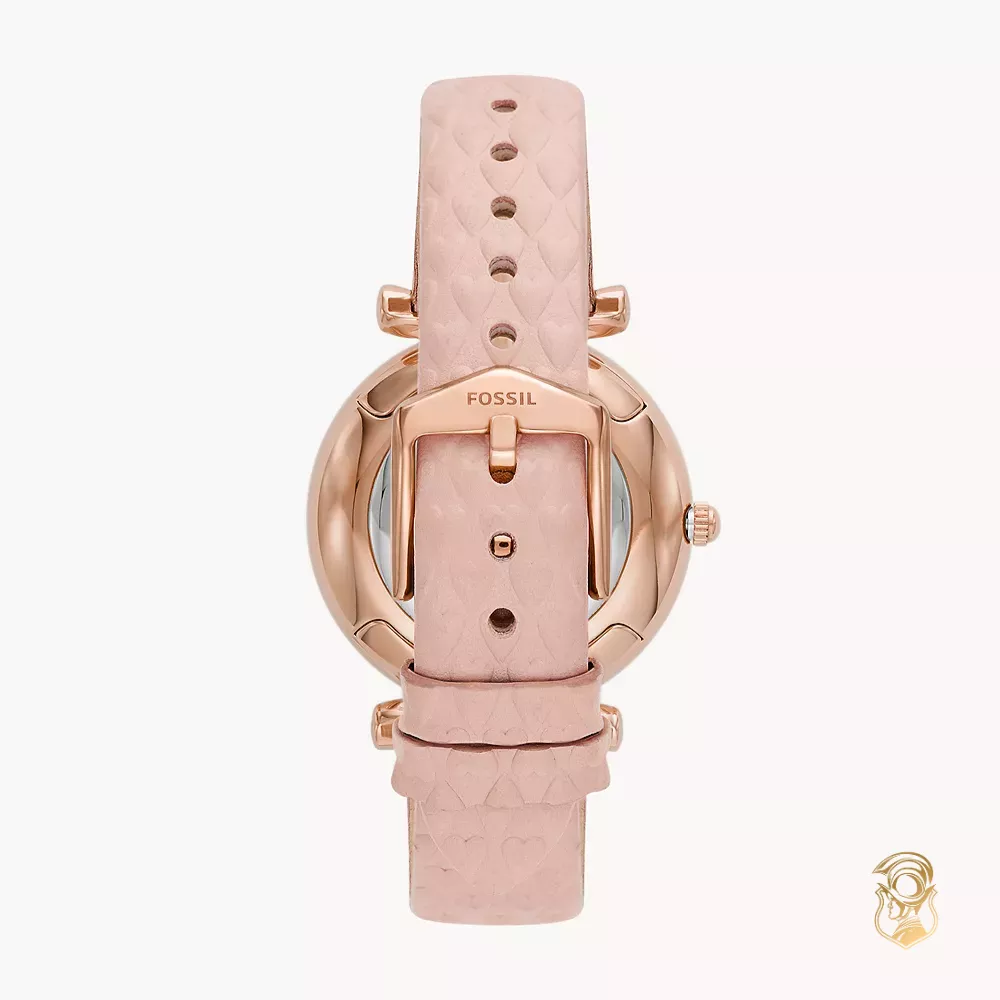 Fossil Carlie Three-Hand Date Blush Leather Watch 35mm