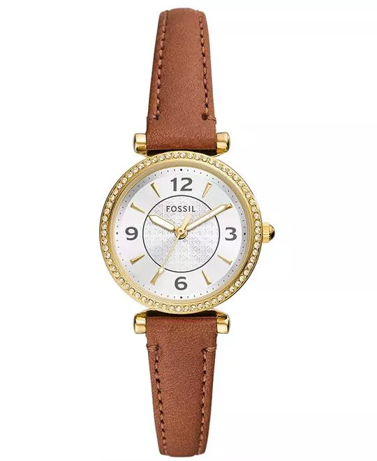 Fossil Carlie Three-Hand Medium Brown Leather Watch 28mm