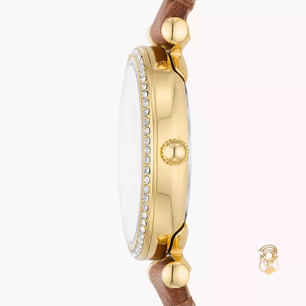 Fossil Carlie Three-Hand Medium Brown Leather Watch 28mm