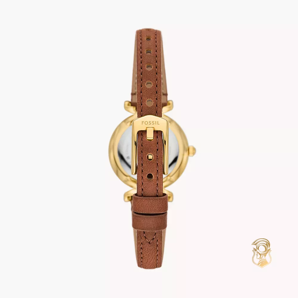 Fossil Carlie Three-Hand Medium Brown Leather Watch 28mm