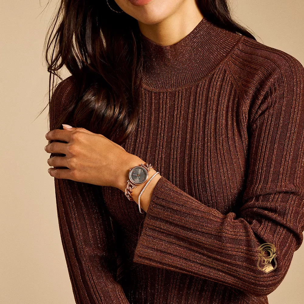 Fossil Carlie Three-Hand Rose Gold-Tone Stainless Steel Watch and Bracelet Set Watch 28mm