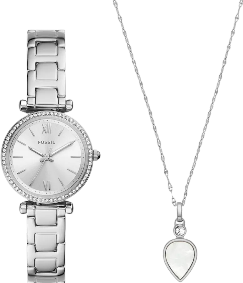 MSP: 103096 Fossil Carlie Three-Hand Watch and Necklace Set 28mm 5,460,000