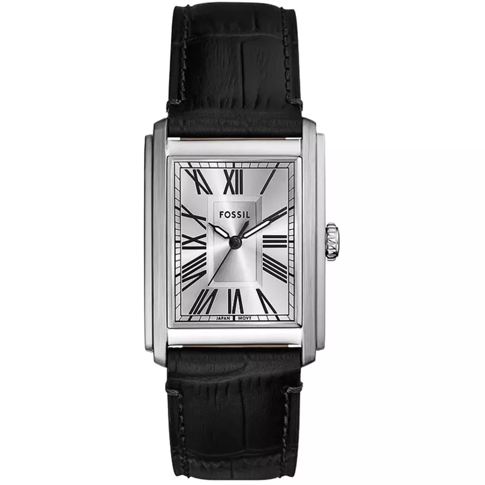 Fossil Carraway Black Croco Leather Watch 30mm