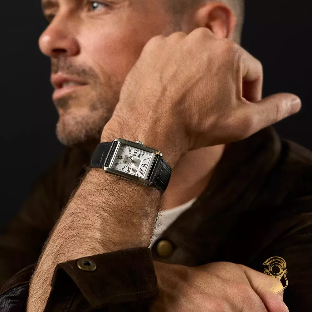 Fossil Carraway Black Croco Leather Watch 30mm