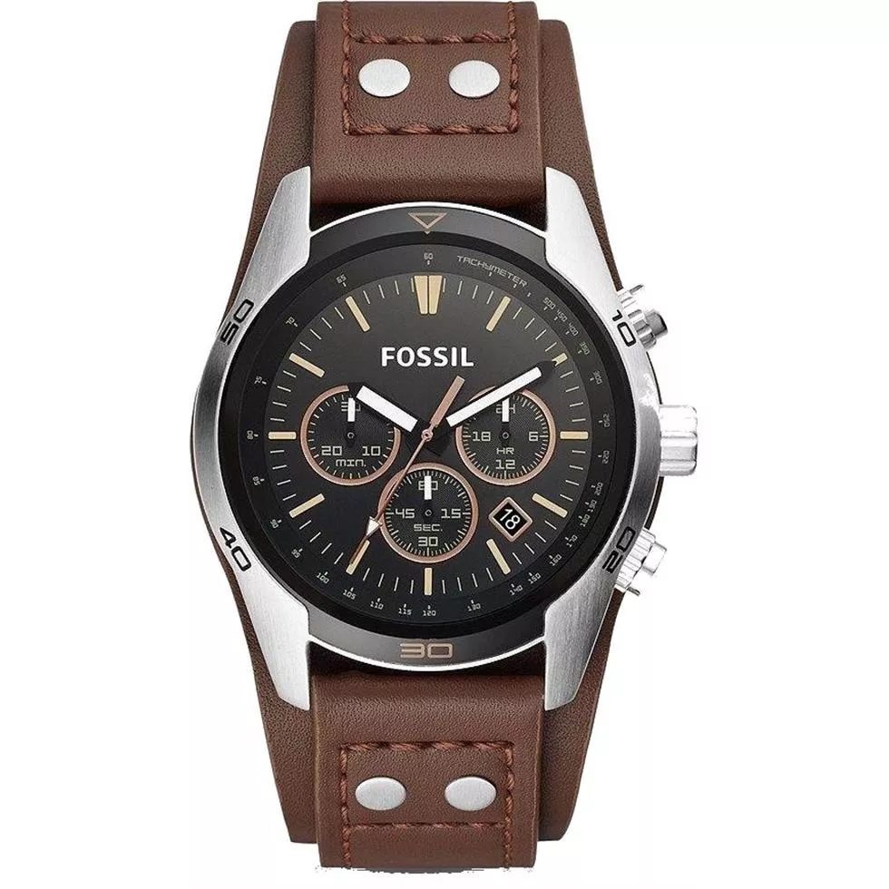 Fossil Coachman Chronograph Brown Leather Watch 44MM