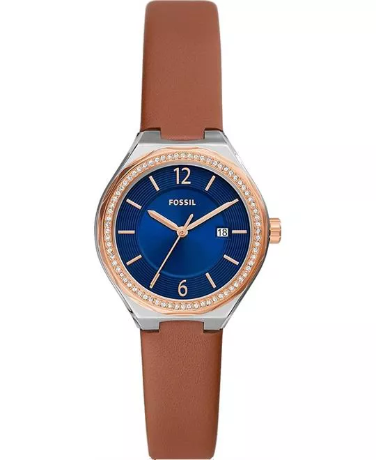 Fossil Date Brown Leather Watch 30mm