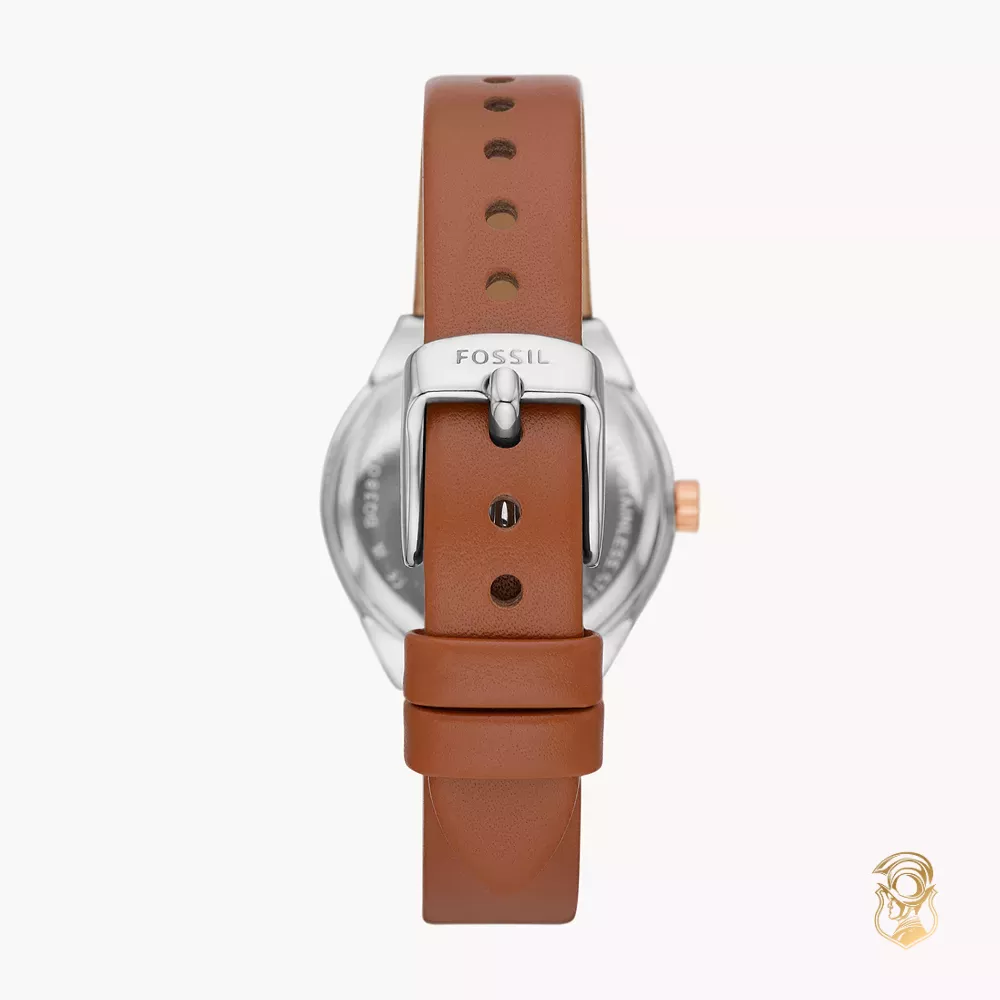 Fossil Date Brown Leather Watch 30mm