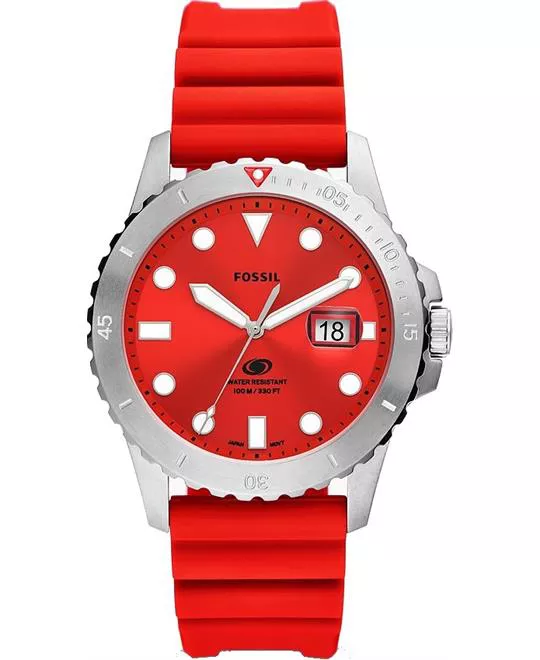 Fossil Date Red Silicone Watch 42mm