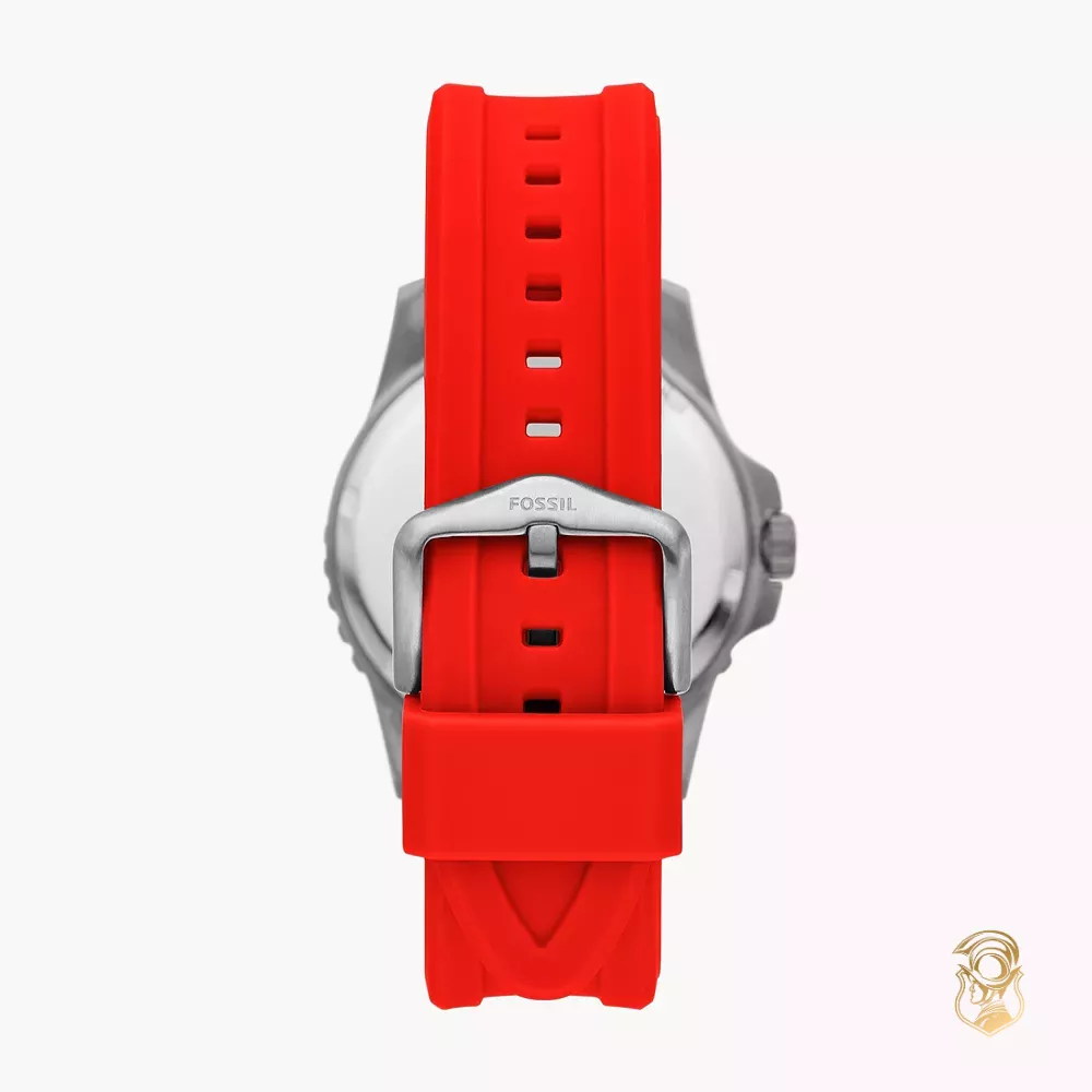 Fossil Date Red Silicone Watch 42mm