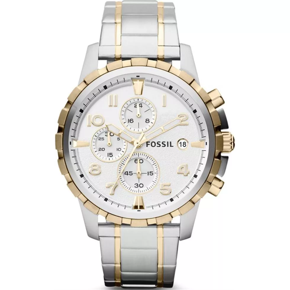 Fossil Dean Chronograph Silver Watch 45mm