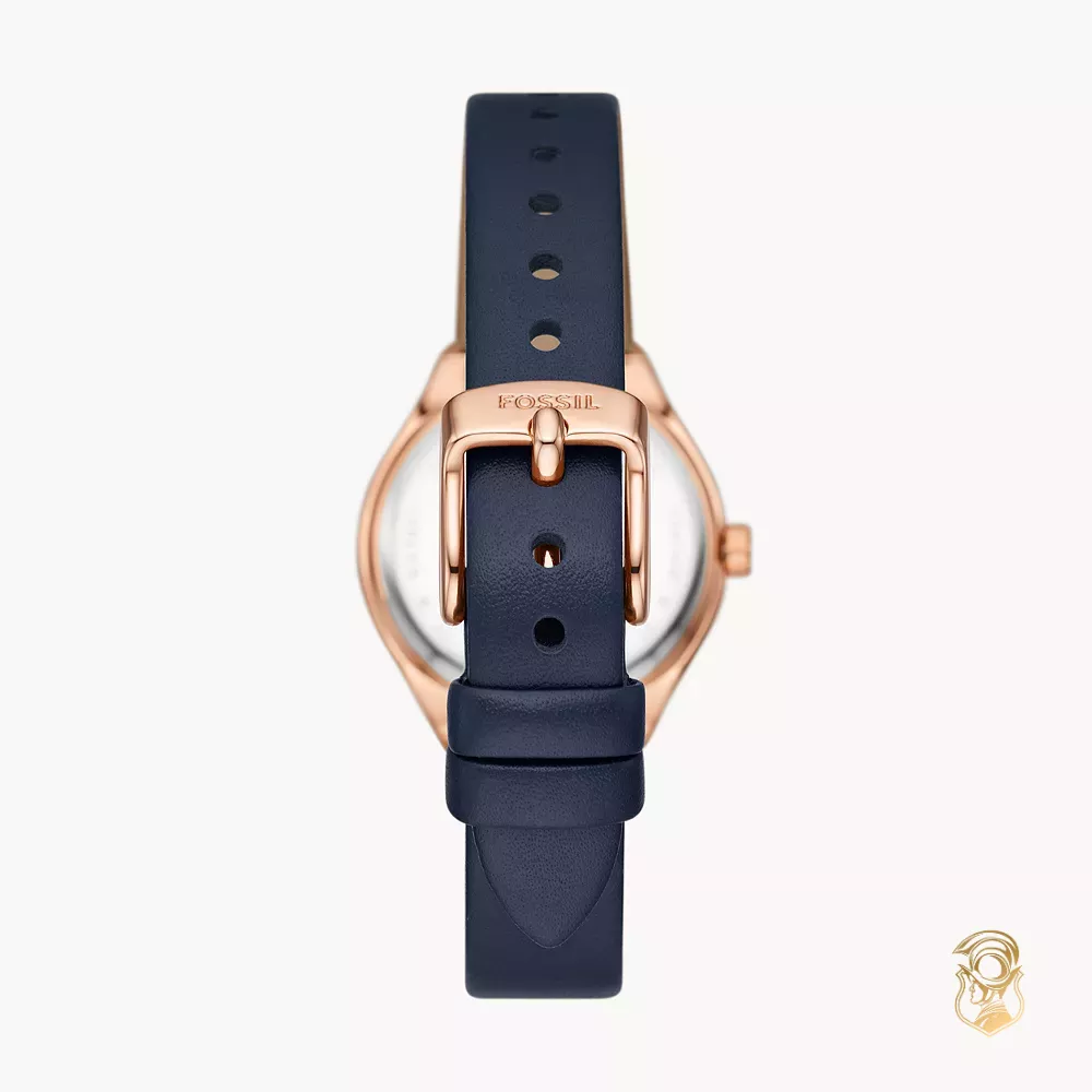 Fossil Eevie Three-Hand Date Navy Leather Watch 30mm