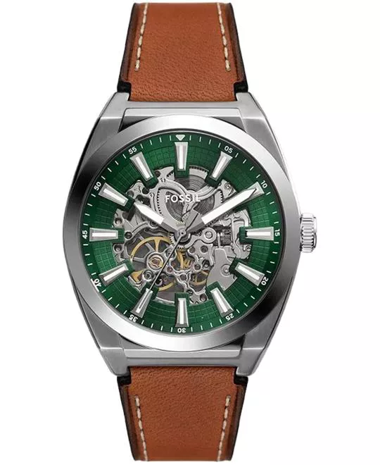 Fossil Everett Automatic Brown Leather Watch 42mm