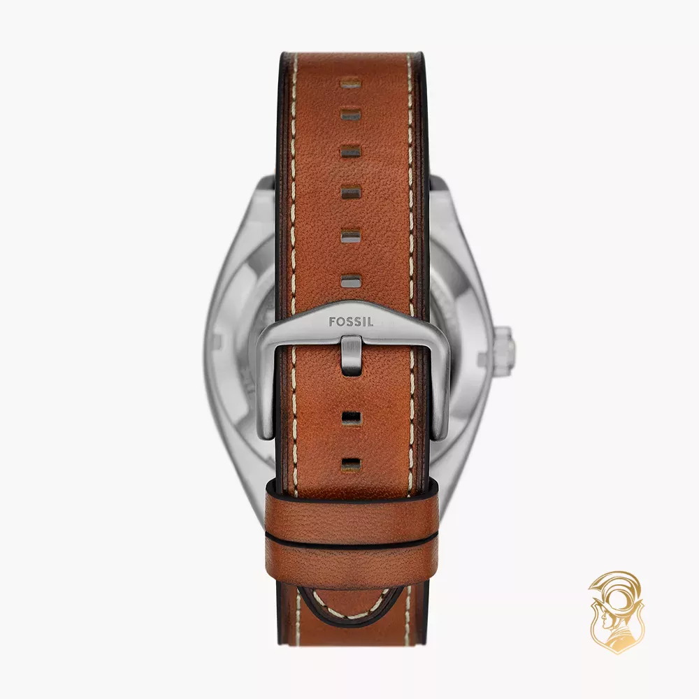 Fossil Everett Automatic Brown Leather Watch 42mm
