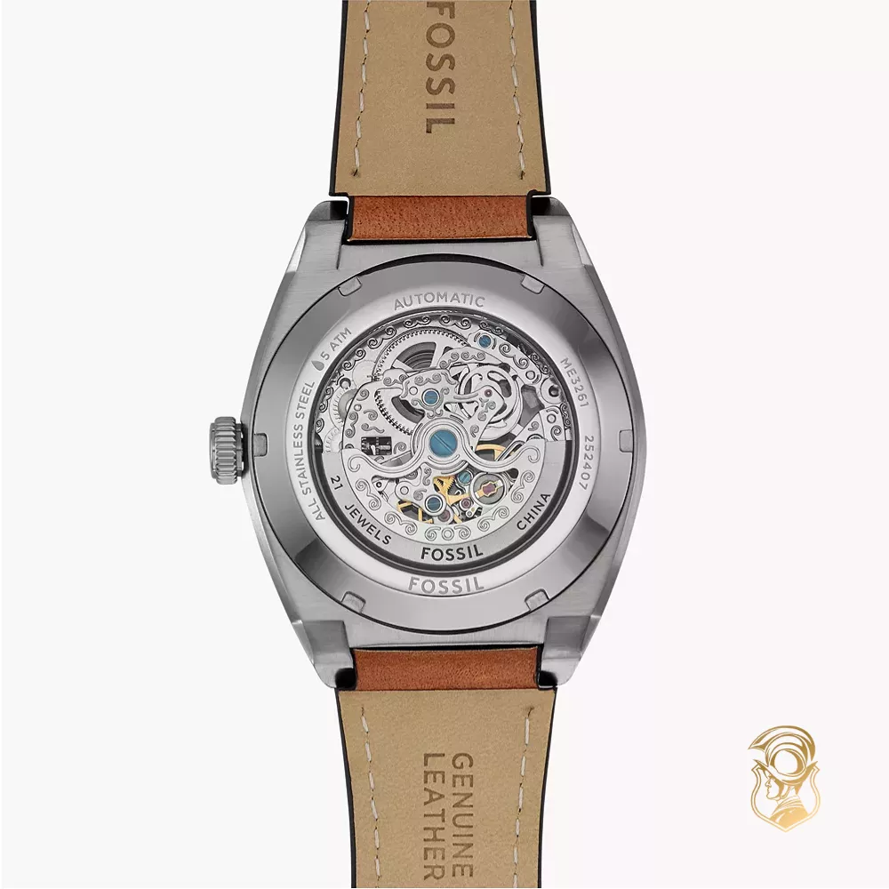 Fossil Everett Automatic Brown Leather Watch 42mm