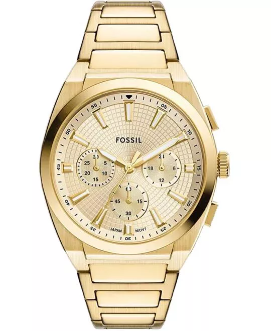 Fossil Everett Chronograph Gold-Tone Stainless Steel Watch 44mm 