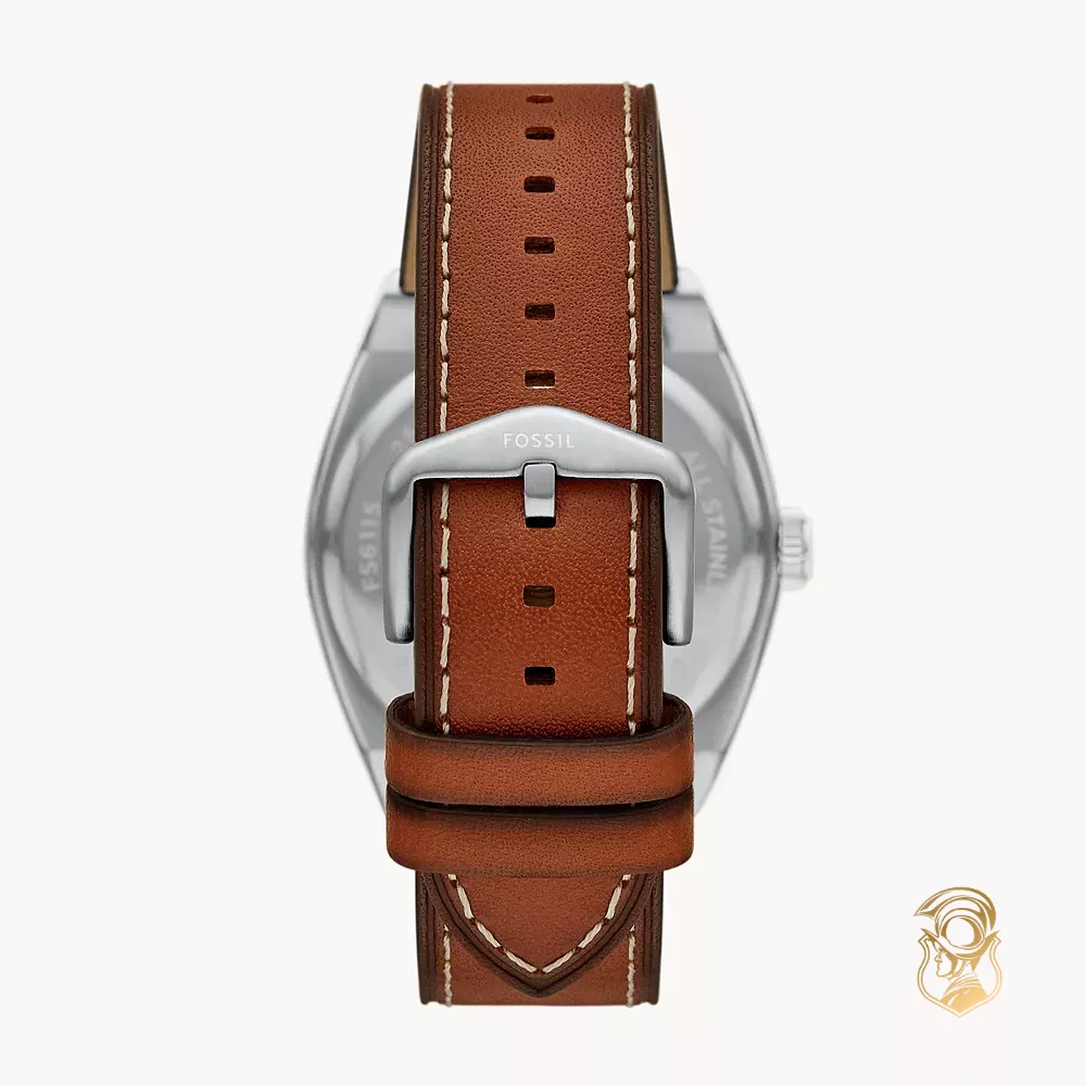 Fossil Everett Three-Hand Date Brown Leather Watch 42mm