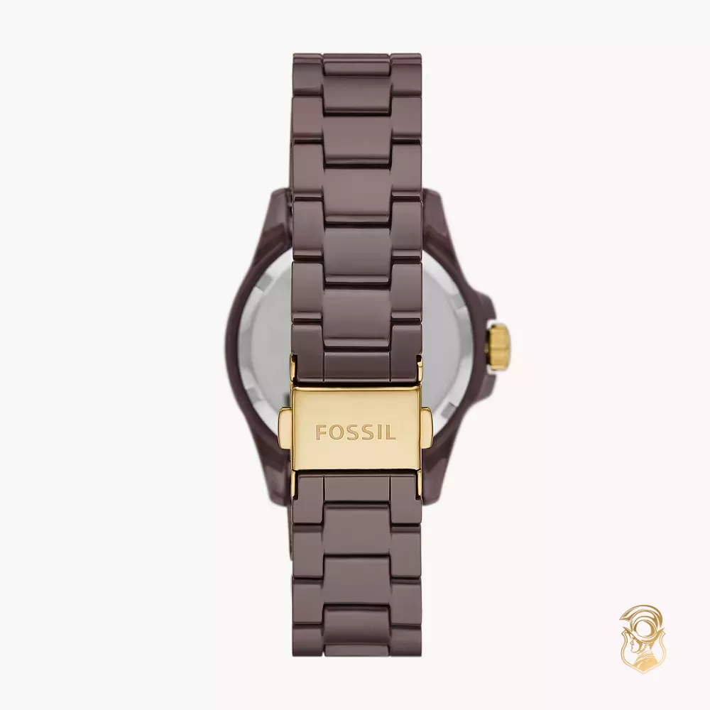 Fossil FB-01 Three-Hand Brown Ceramic Watch 36MM