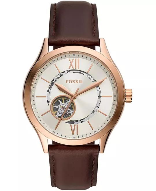 Fossil Fenmore Automatic Brown Leather Watch 44MM