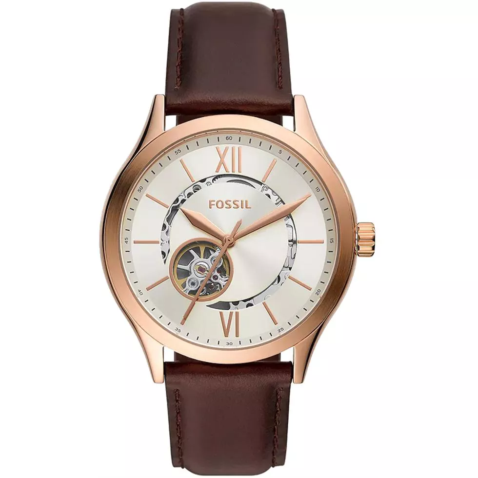 Fossil Fenmore Automatic Brown Leather Watch 44MM