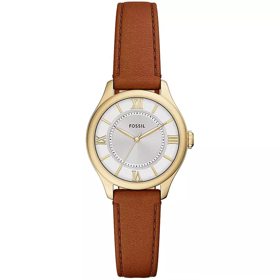 Fossil Gilmore Three-Hand Brown Leather Watch 28mm