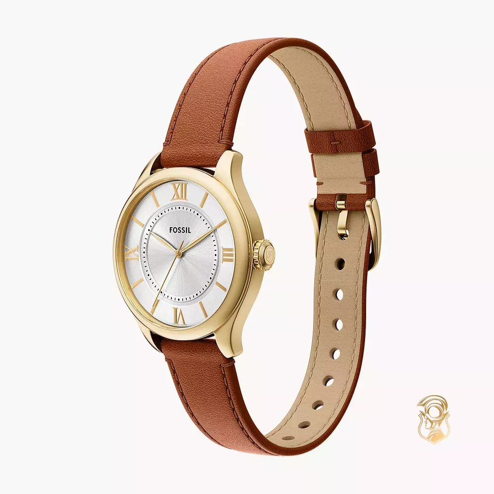 Fossil Gilmore Three-Hand Brown Leather Watch 28mm