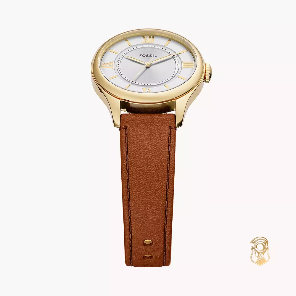 Fossil Gilmore Three-Hand Brown Leather Watch 28mm
