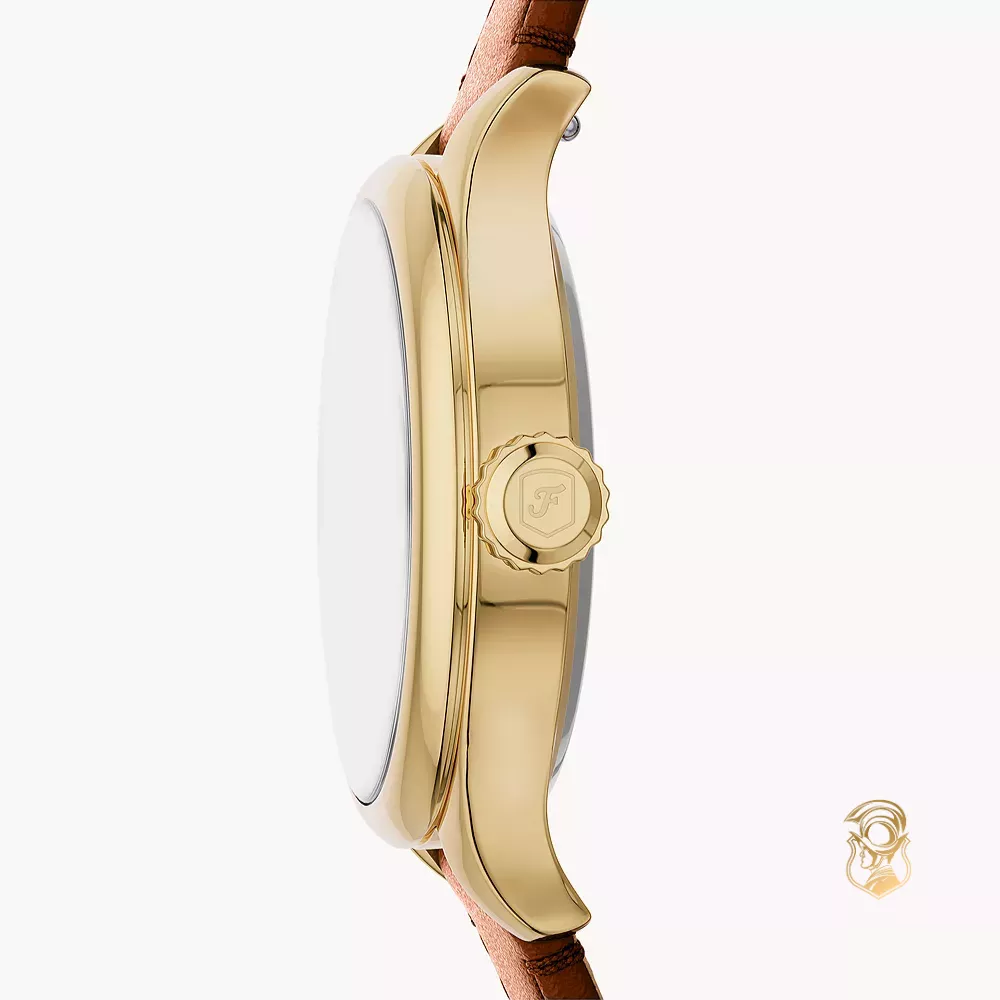 Fossil Gilmore Three-Hand Brown Leather Watch 28mm