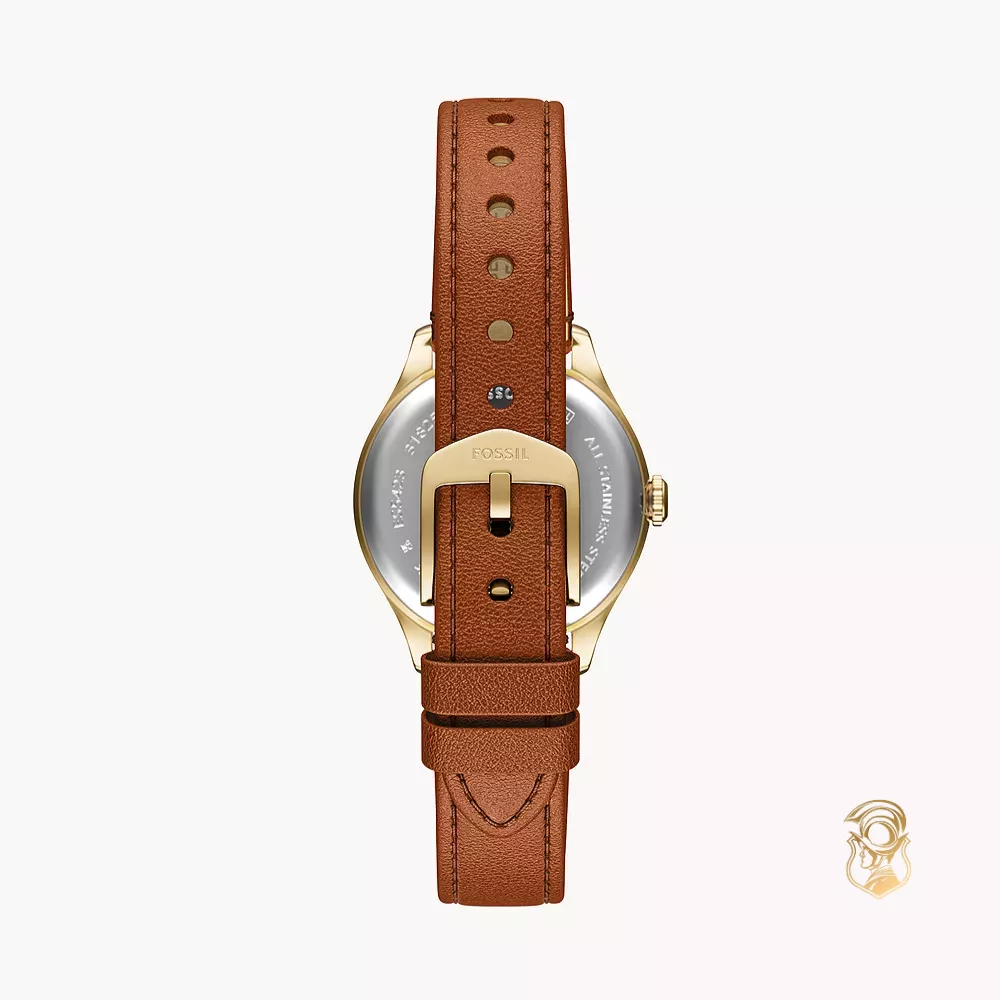 Fossil Gilmore Three-Hand Brown Leather Watch 28mm