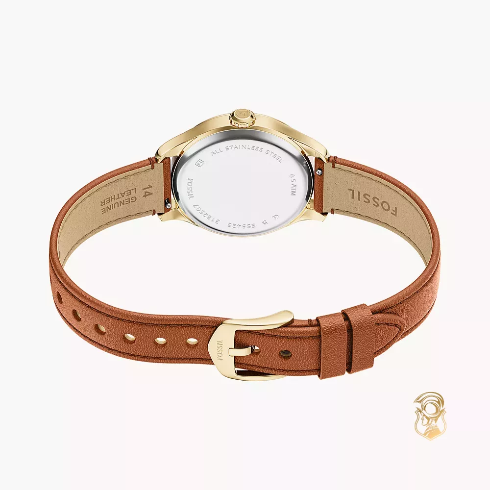 Fossil Gilmore Three-Hand Brown Leather Watch 28mm