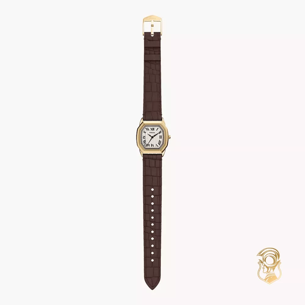 Fossil Harlow Three-Hand Brown Croco Leather Watch 27mm