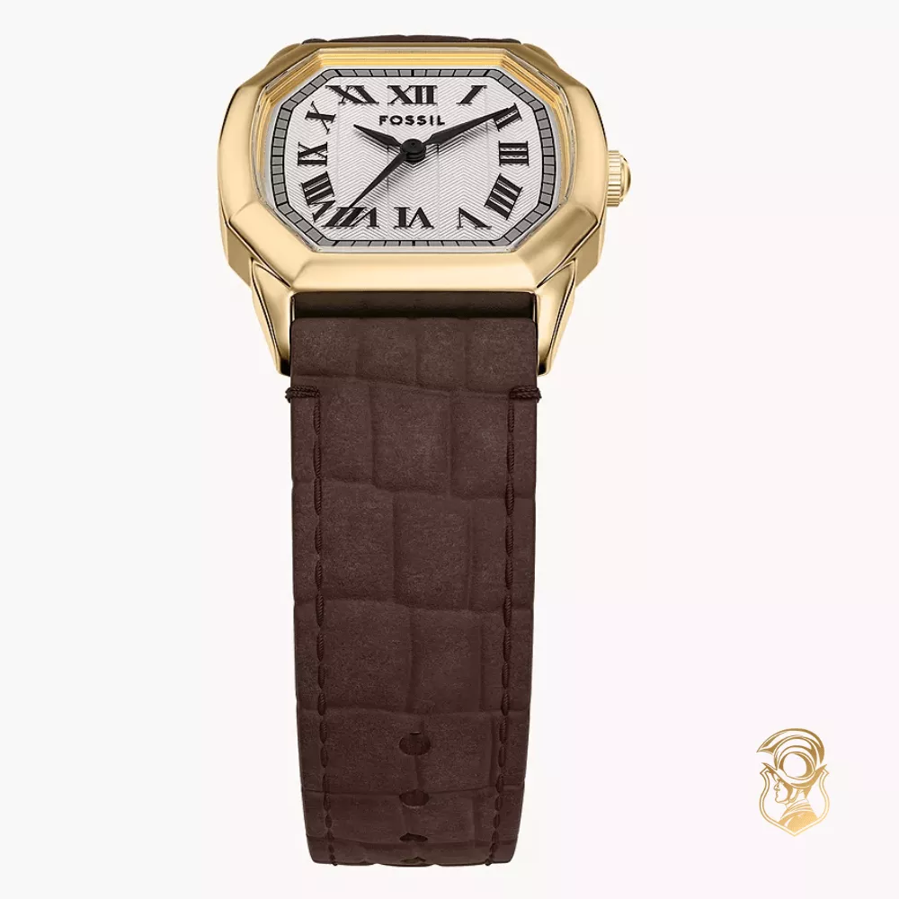 Fossil Harlow Three-Hand Brown Croco Leather Watch 27mm