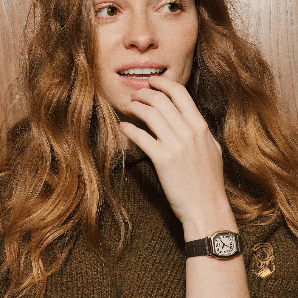 Fossil Harlow Three-Hand Brown Croco Leather Watch 27mm