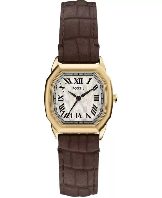 Fossil Harlow Three-Hand Brown Croco Leather Watch 27mm