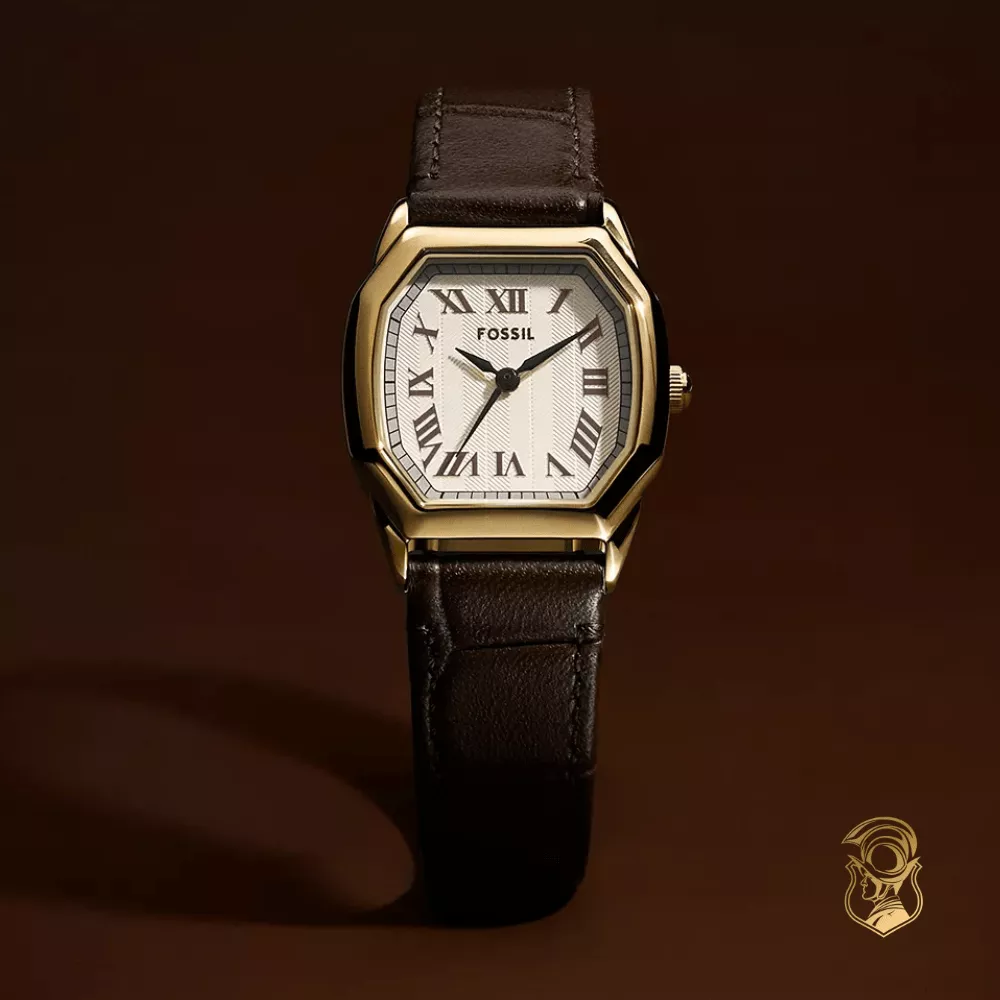 Fossil Harlow Three-Hand Brown Croco Leather Watch 27mm