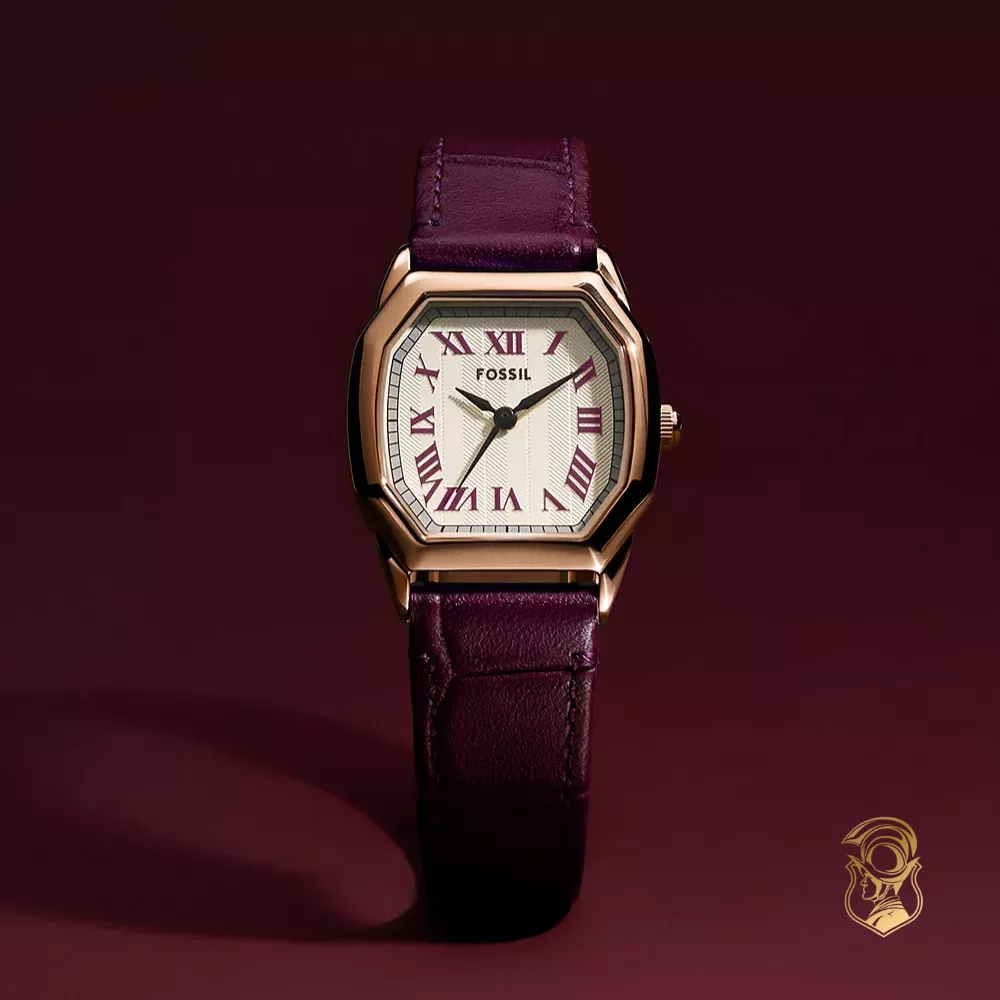 Fossil Harlow Three-Hand Burgundy Croco Leather Watch 27mm